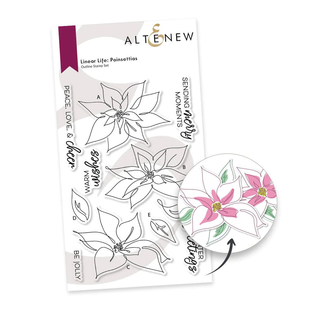 Altenew Clear Stamps Linear Life: Poinsettias