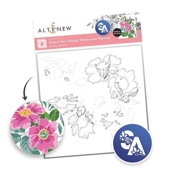 Altenew Stencil 6pc Playful Watercolor Flowers Layering