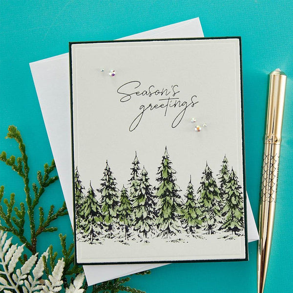 Spellbinders Press Plates Seasons Greetings Evergreens
