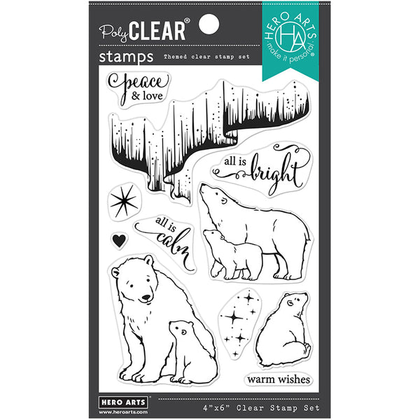 Hero Arts Clear Stamps Northern Lights Polar Bears