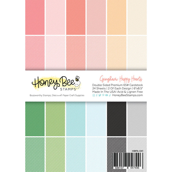 Honey Bee Paper 6x6 Gingham Happy Hearts
