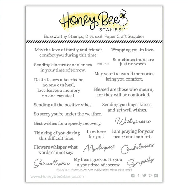 Honey Bee Clear Stamps Inside Sentiments: Comfort