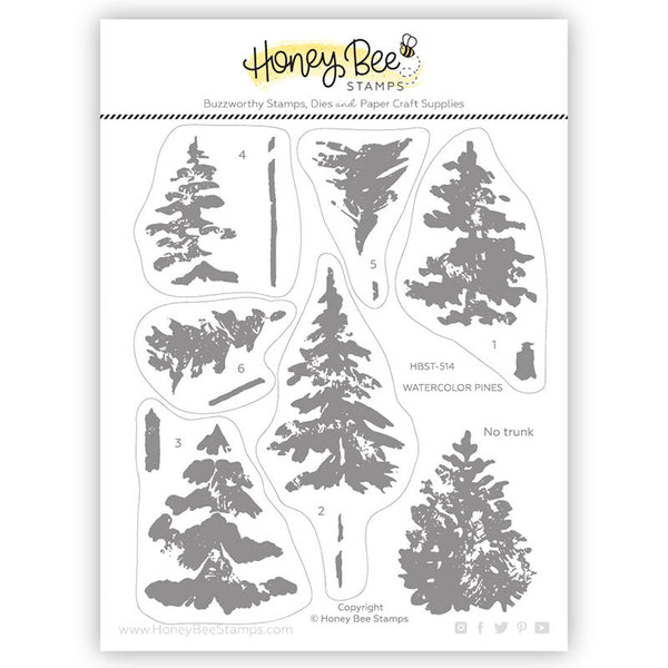 Honey Bee Clear Stamps Watercolor Pines
