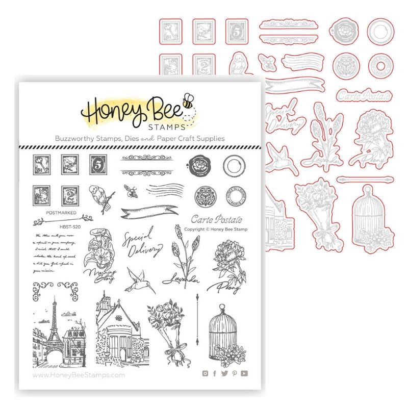 Honey Bee 2pc Postmarked