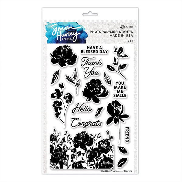 Simon Hurley Clear Stamps Watercolor Flowers