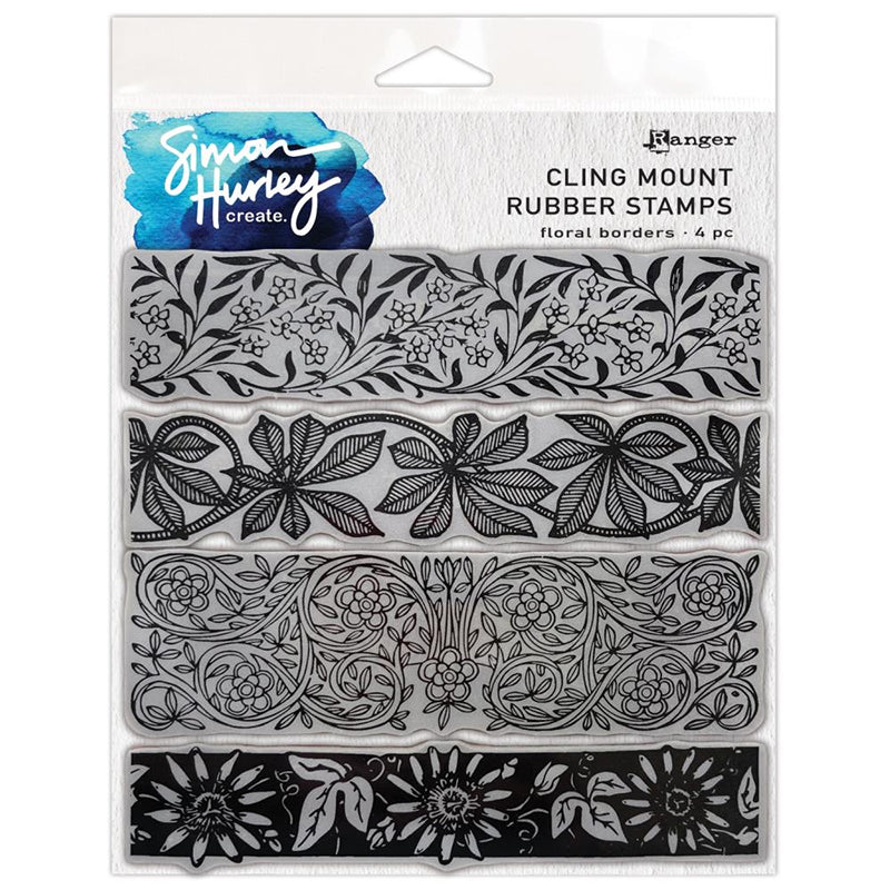 Simon Hurley Cling Stamp Floral Borders