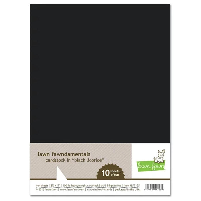 Lawn Fawn Cardstock 8.5x11 10pc Black Licorice