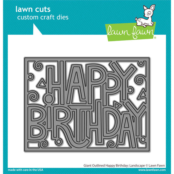 Lawn Fawn Dies Giant Outlined Happy Birthday: Landscape