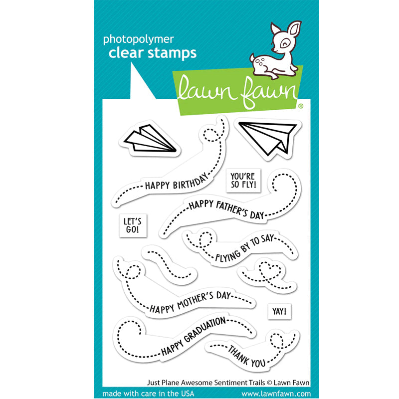 Lawn Fawn Clear Stamps Just Plane Awesome Sentiment Trails