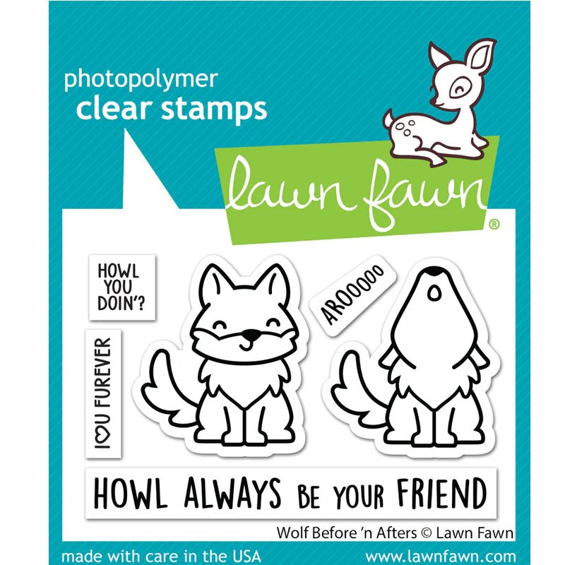 Lawn Fawn Clear Stamps Wolf Before N' Afters