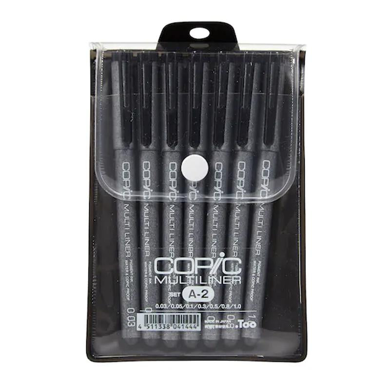 COPIC Multiliner Pen 7pc of Black A2