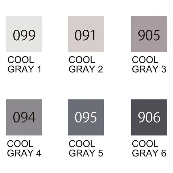 ZIG Clean Color Marker 6pc Cool Gray
