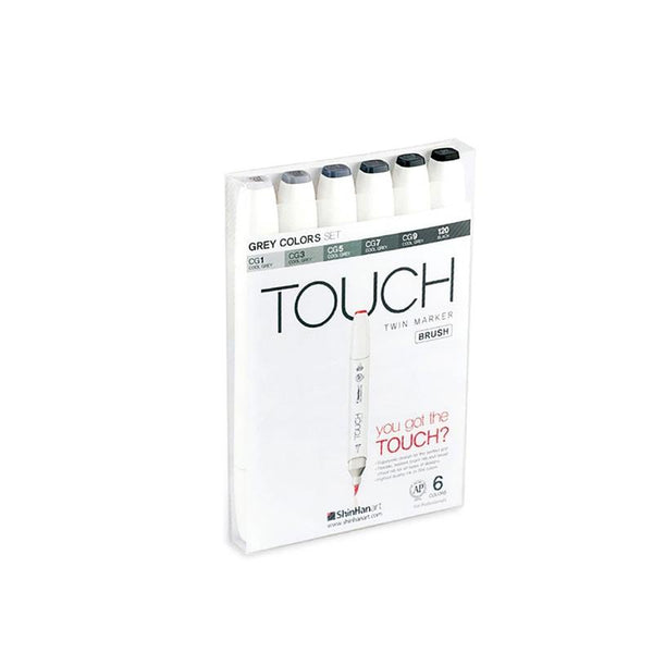 TOUCH Twin Brush Marker 6pc Gray